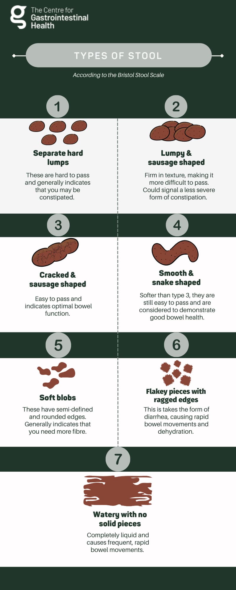 Infographic that visualises the different types of poop.