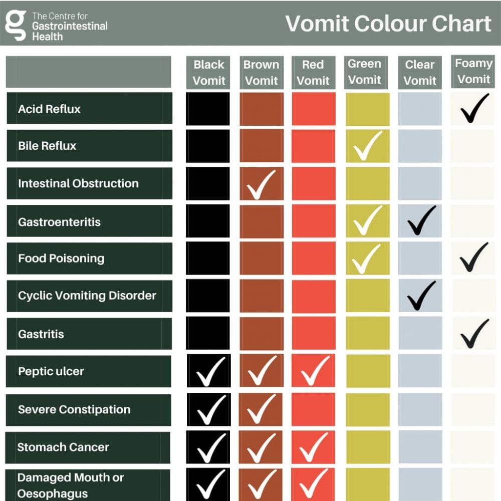 Causes of Vomit Colours Centre for Gastrointestinal Health